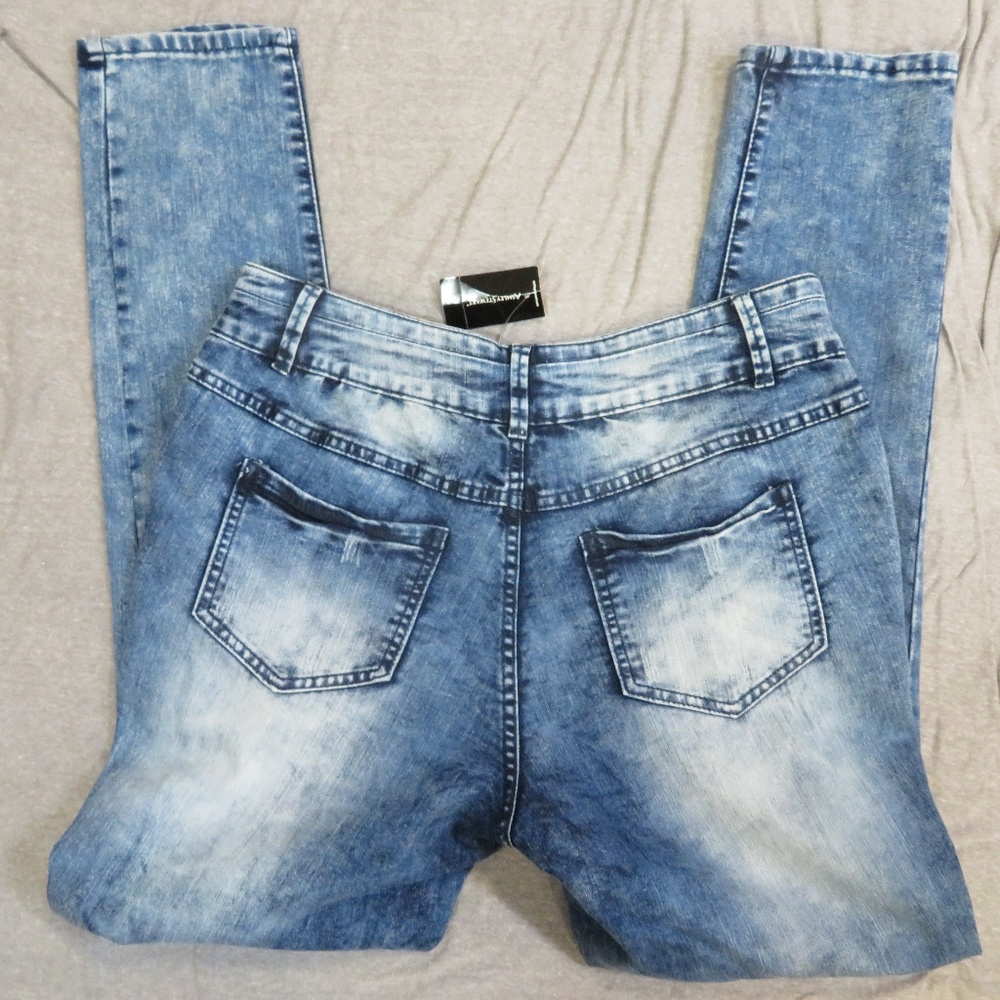 ASHLEY STEWART Acid Wash DISTRESSED Grunge JEANS